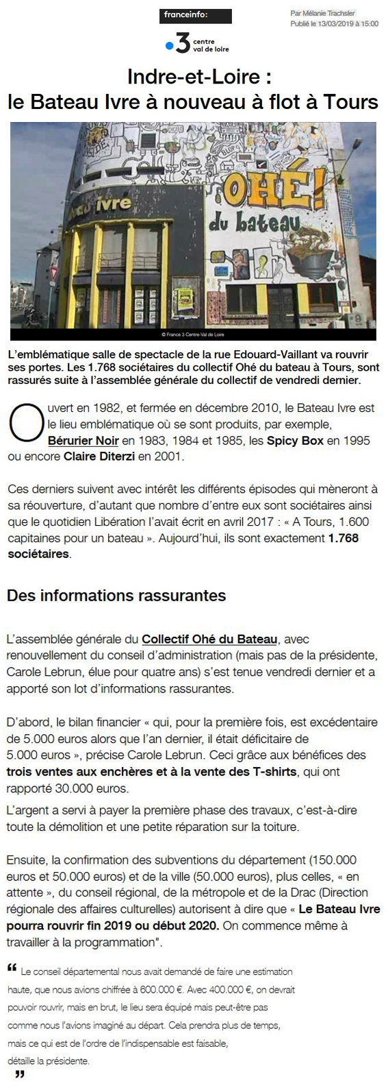 France 3 Cenntre 13-03-2019